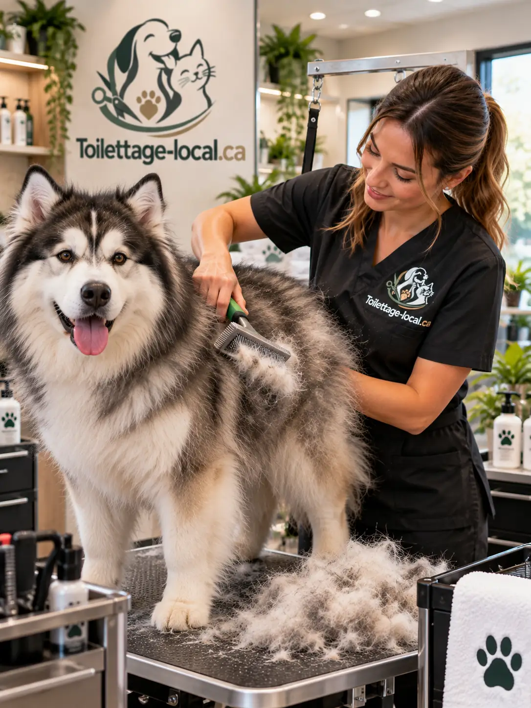 Débourrage d'un chien à double pelage